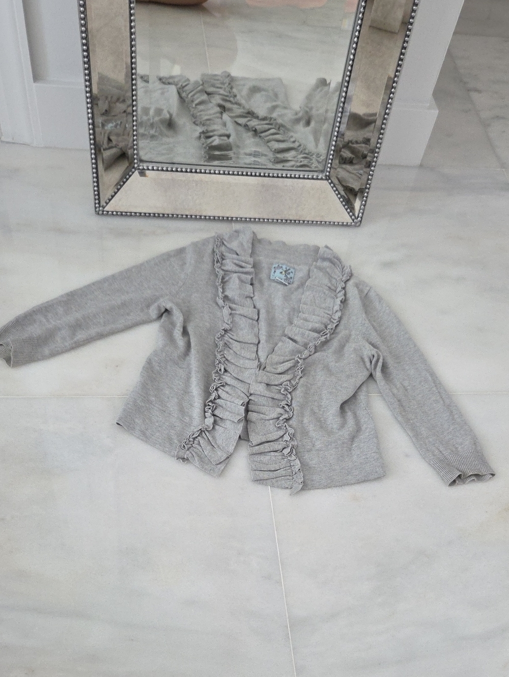 Tabitha Gray Ruffle-Trim Cardigan EXCELLENT CONDITION